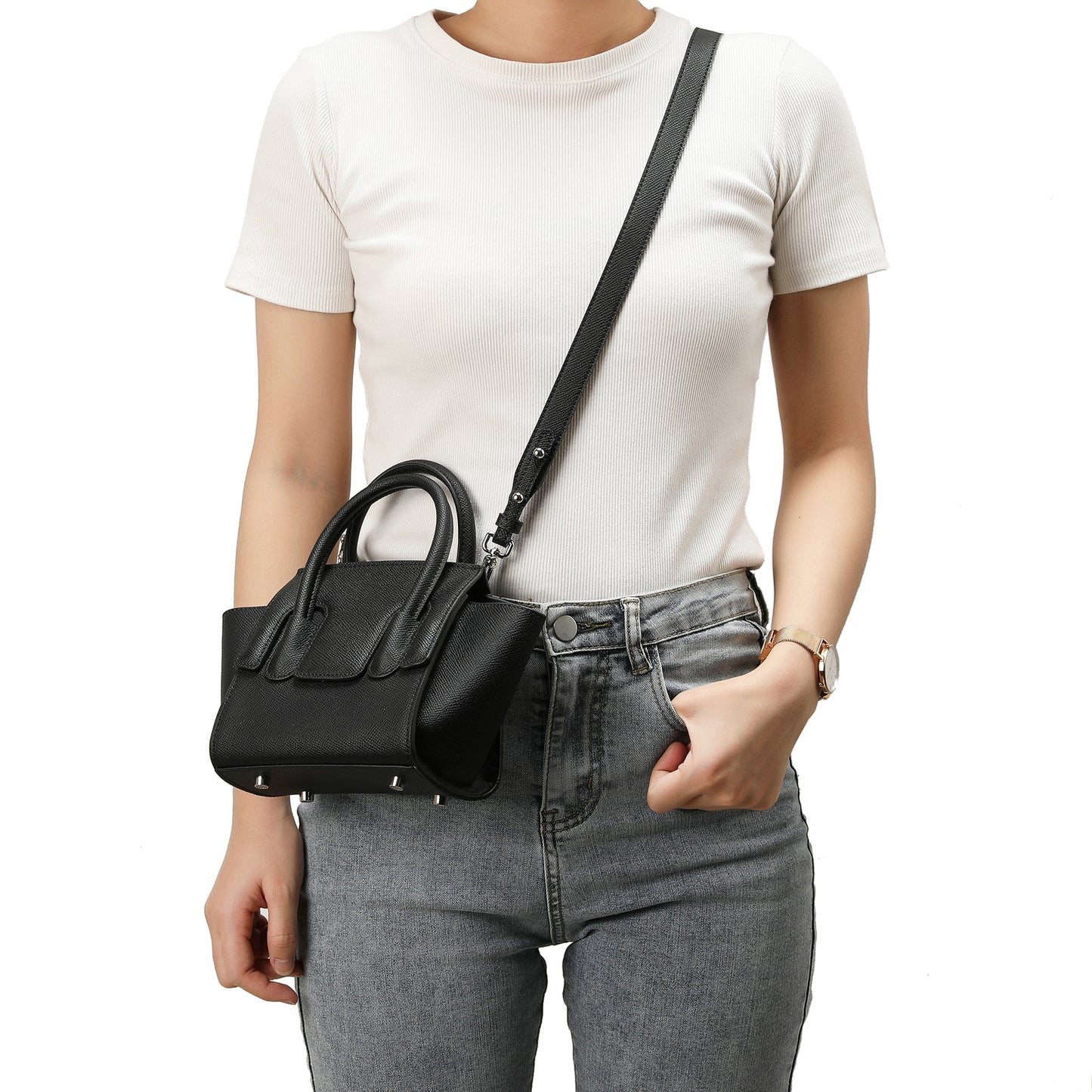 Tiffany & Fred Top-handle Full-grain Leather Bag