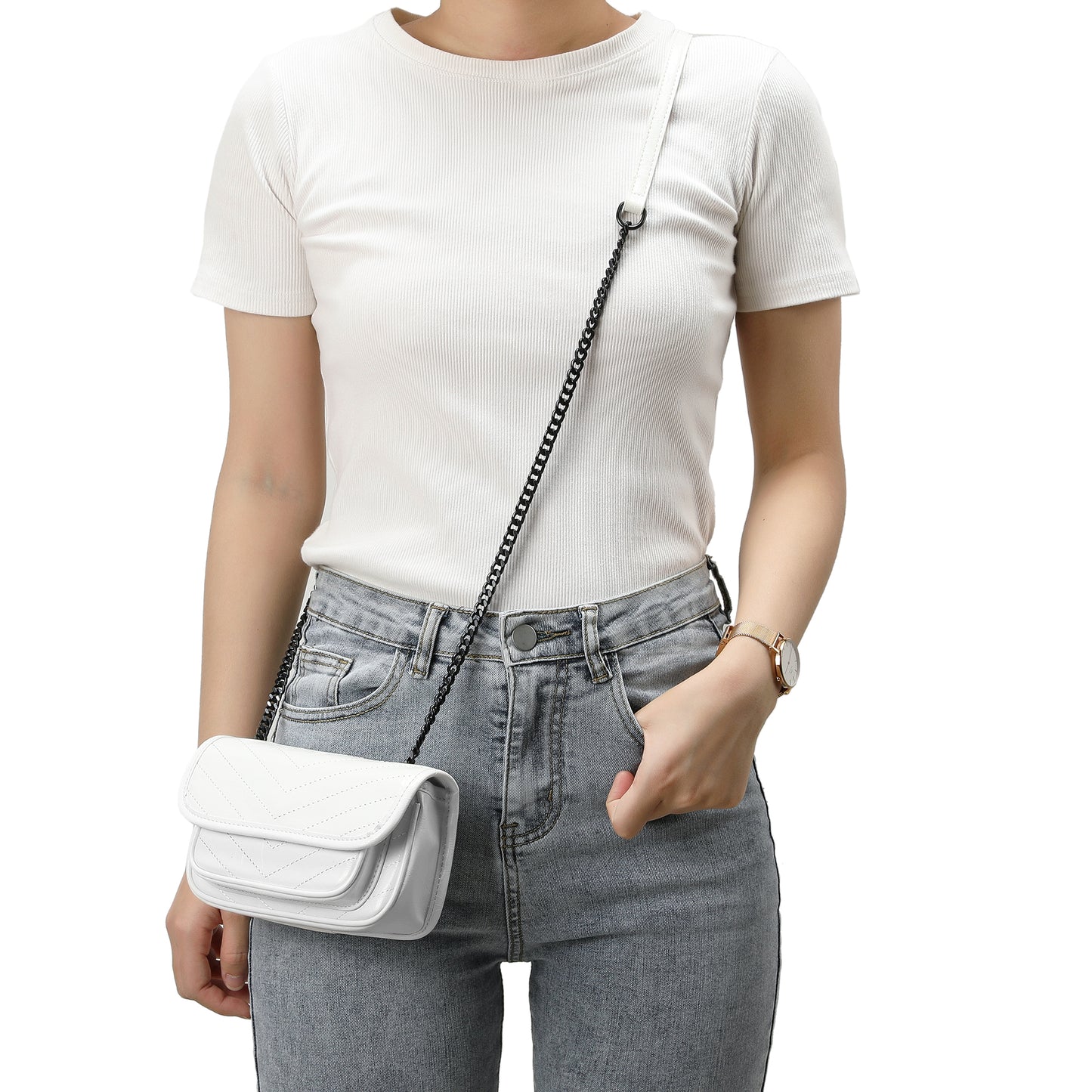 Tiffany & Fred Quilted Cracked Leather Crossbody Bag