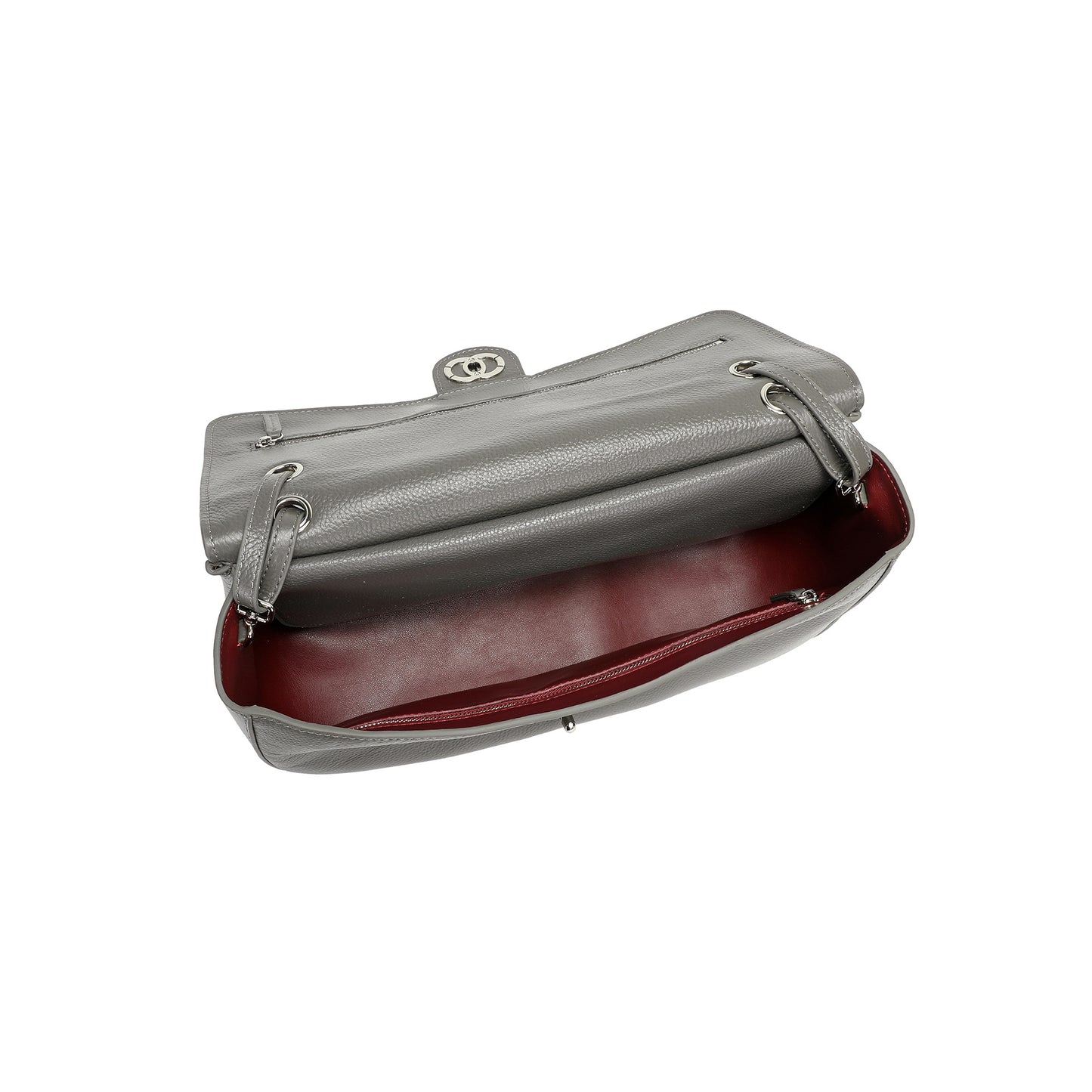 Pebbled Leather Turn-Lock Shoulder Bag