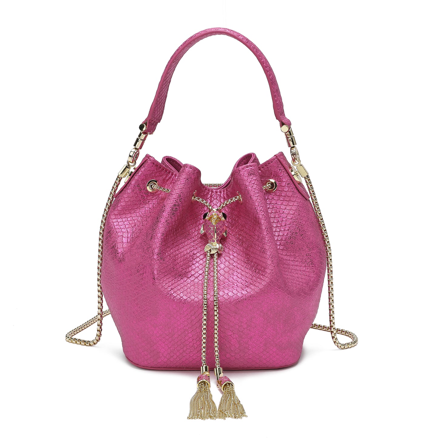 Tiffany & Fred Snake Pattern Leather Drawstring/ Shoulder Bag