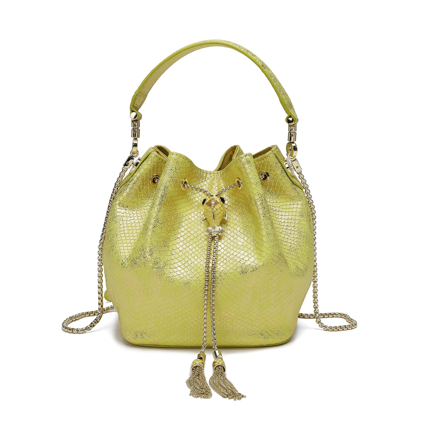 Tiffany & Fred Snake Pattern Leather Drawstring/ Shoulder Bag