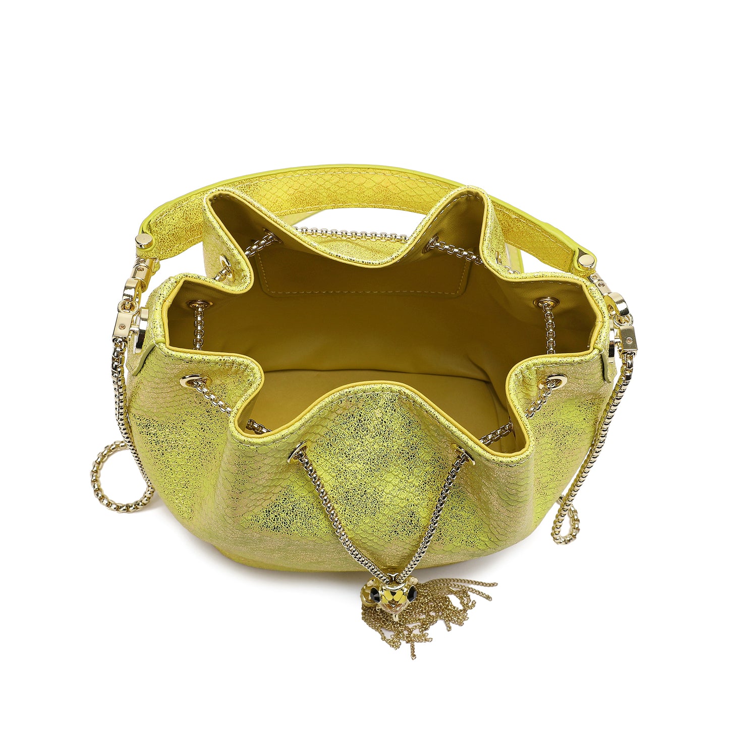 Tiffany & Fred Snake Pattern Leather Drawstring/ Shoulder Bag