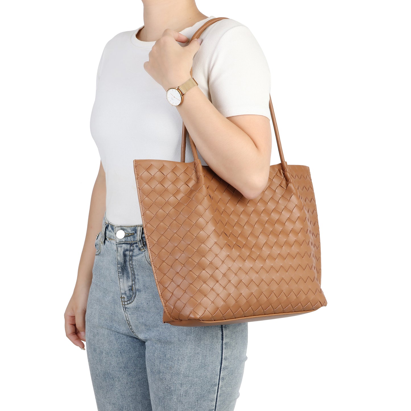 Elegant Woven Leather Tote Bag