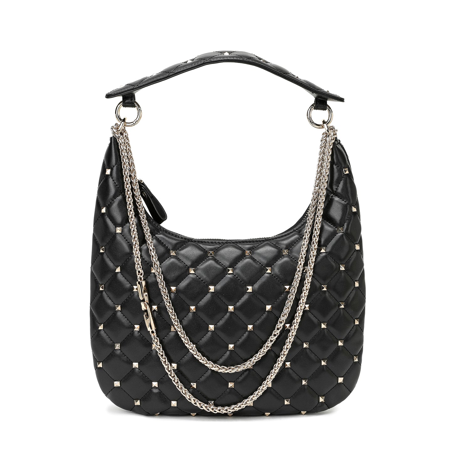 Studded Quilted Chain Shoulder Bag
