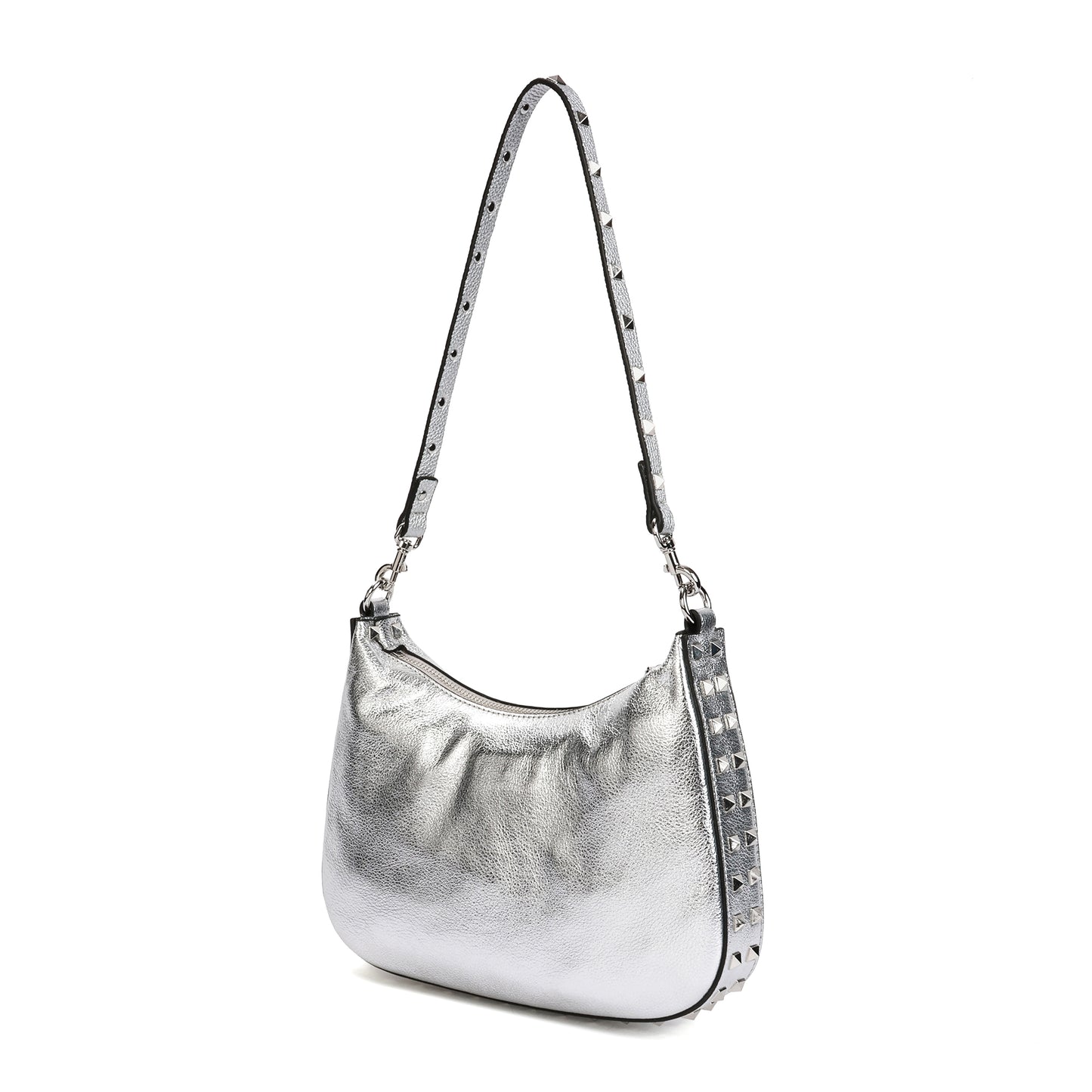 Full-Grain Studded Leather Shoulder/Messenger Bag