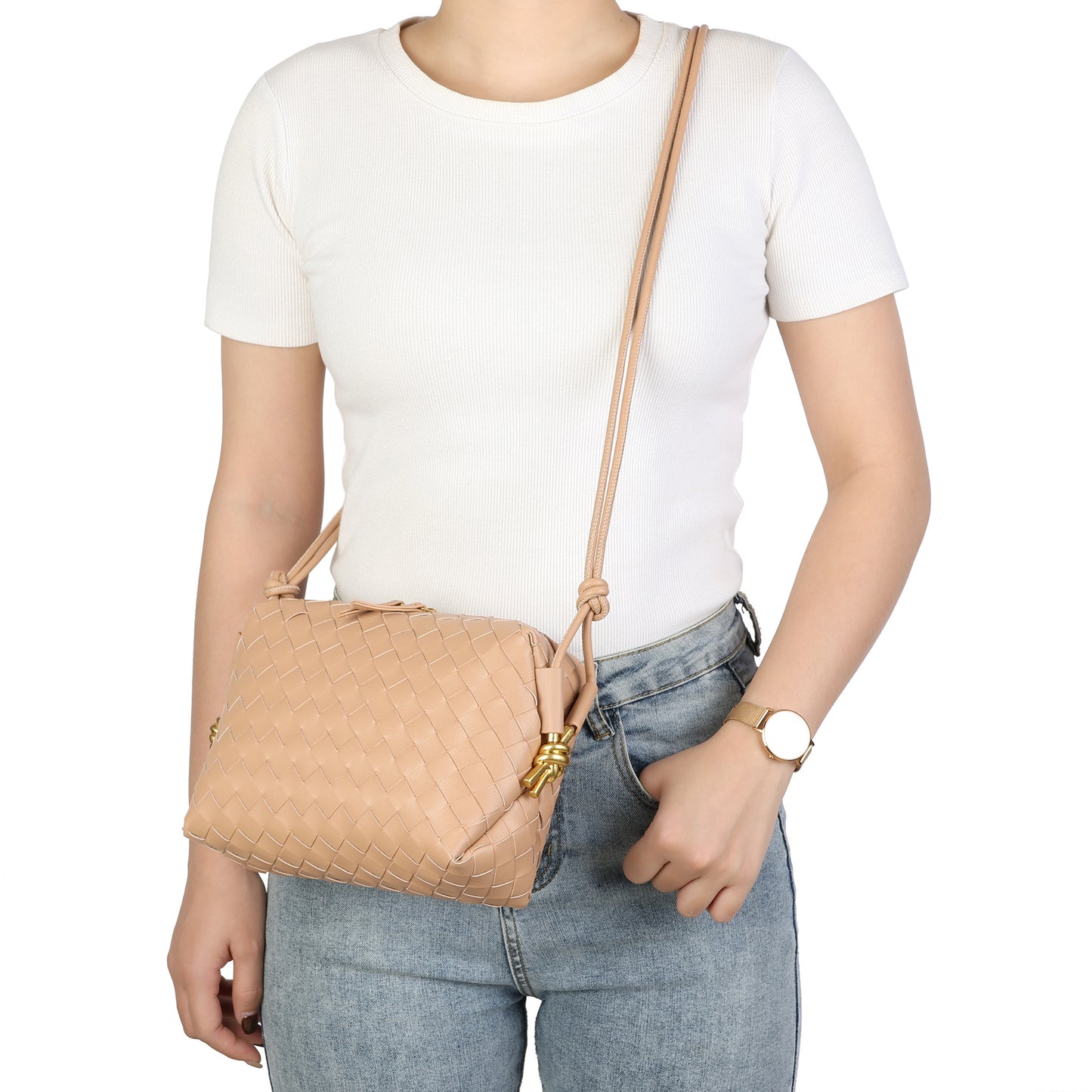 Hand-Woven Leather Crossbody/Shoulder Bag