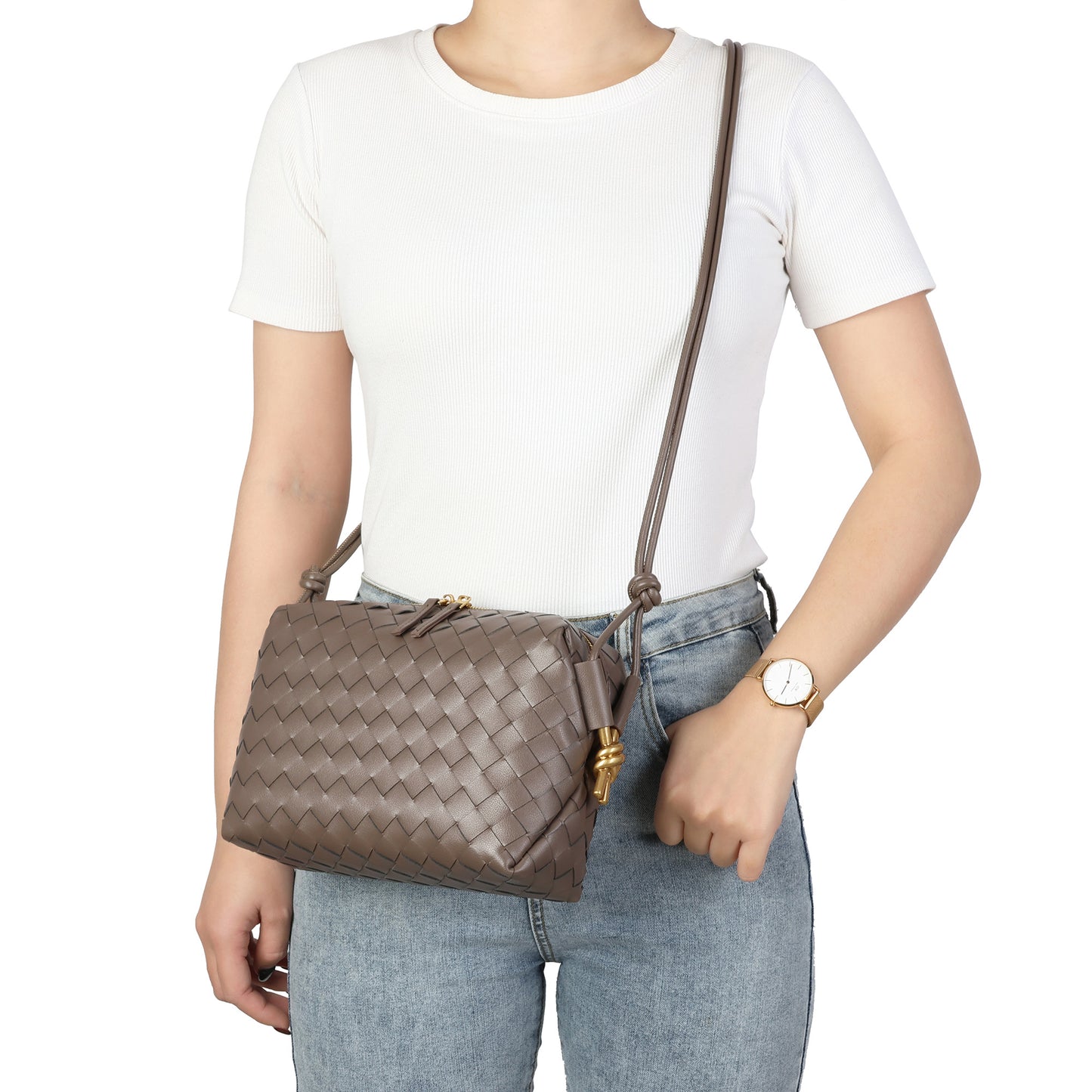 Hand-Woven Leather Crossbody/Shoulder Bag