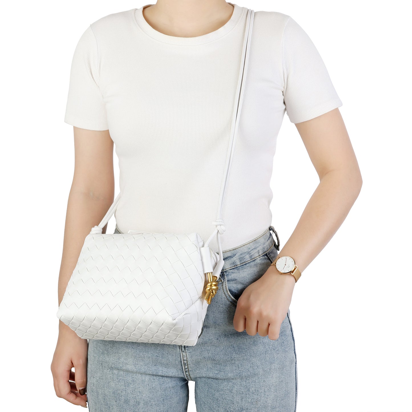 Hand-Woven Leather Crossbody/Shoulder Bag