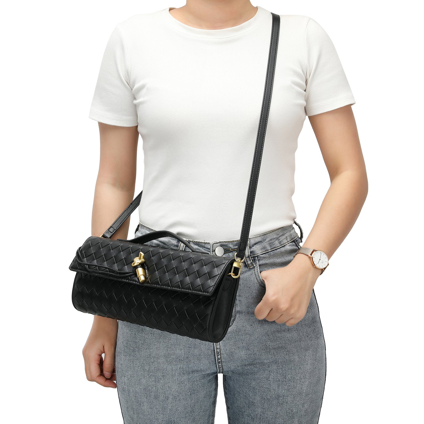 Hand-Woven Long Leather Clutch