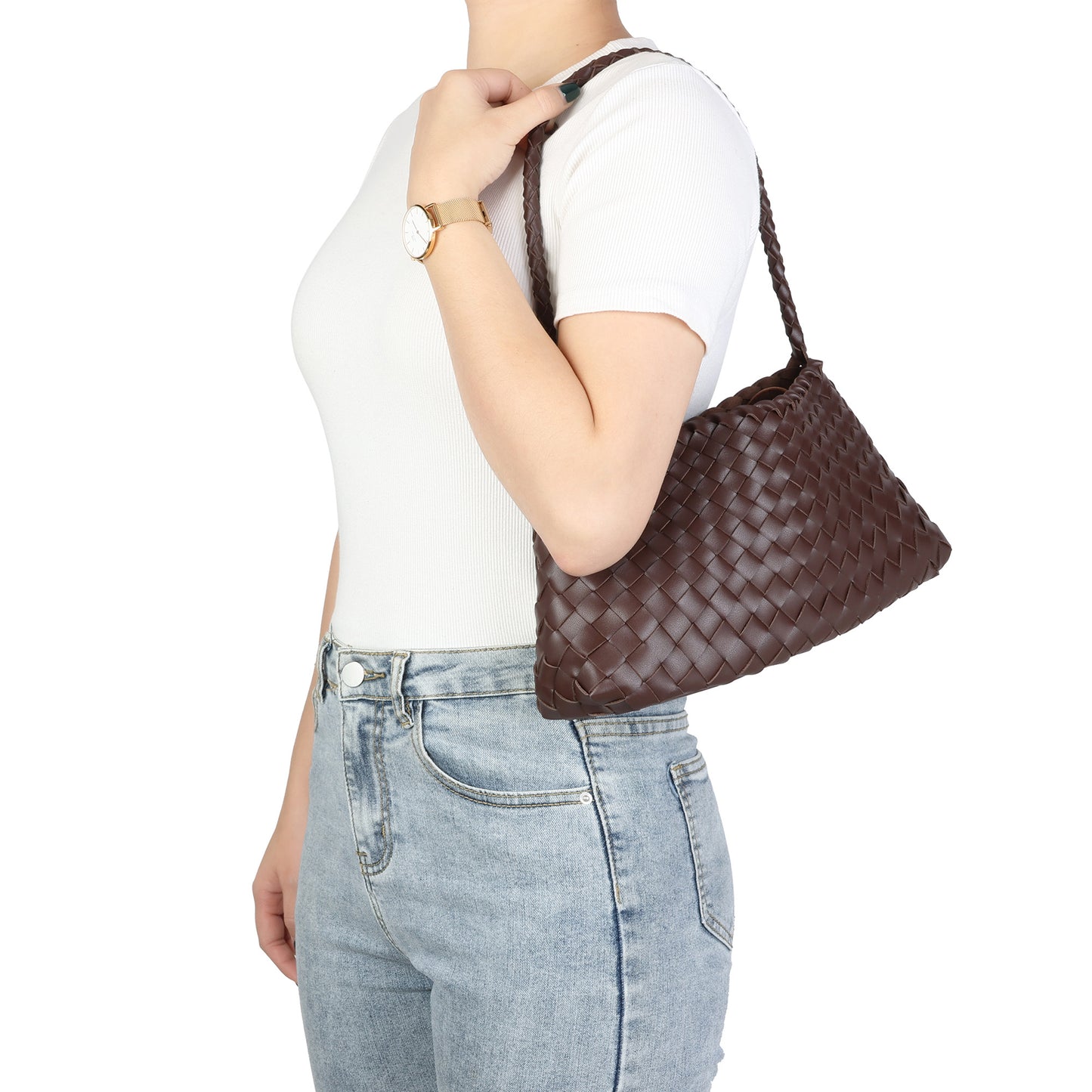 Hand-Woven Leather Shoulder Bag