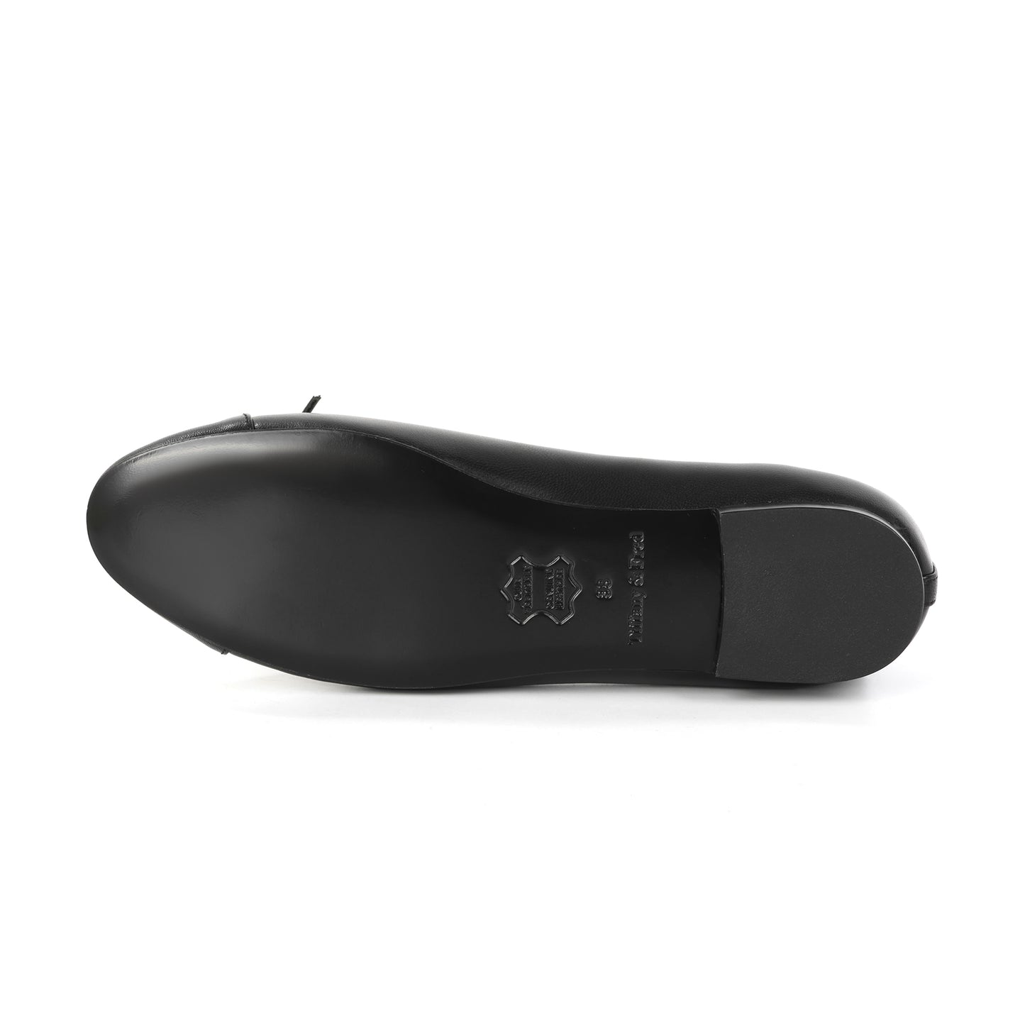 Black Leather Rue Ballet Flat with Ribbon Detail