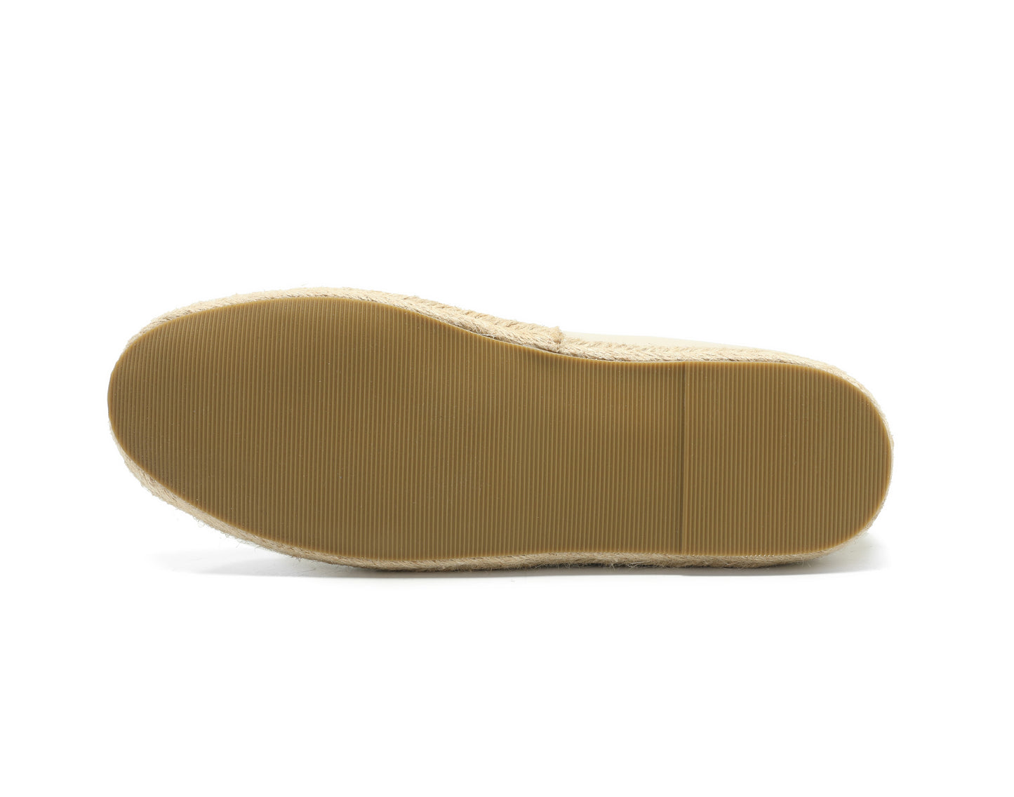 Beige Leather and Esparto Rope-Stitched Contrast Espadrille