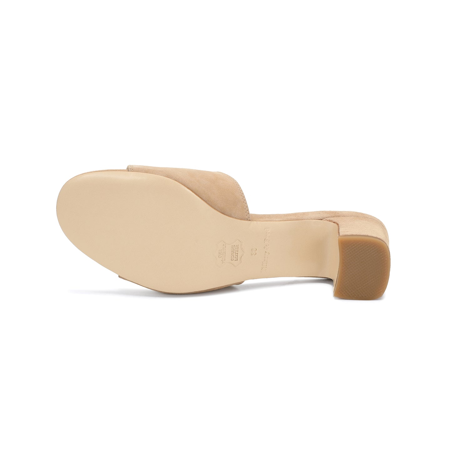 Tan Charm-Accented Suede Leather Heeled Sandal