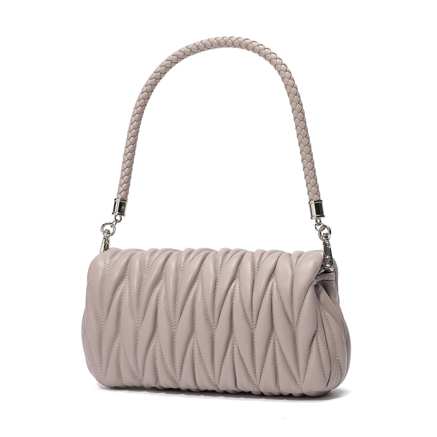Pleated Sheepskin Shoulder Bag