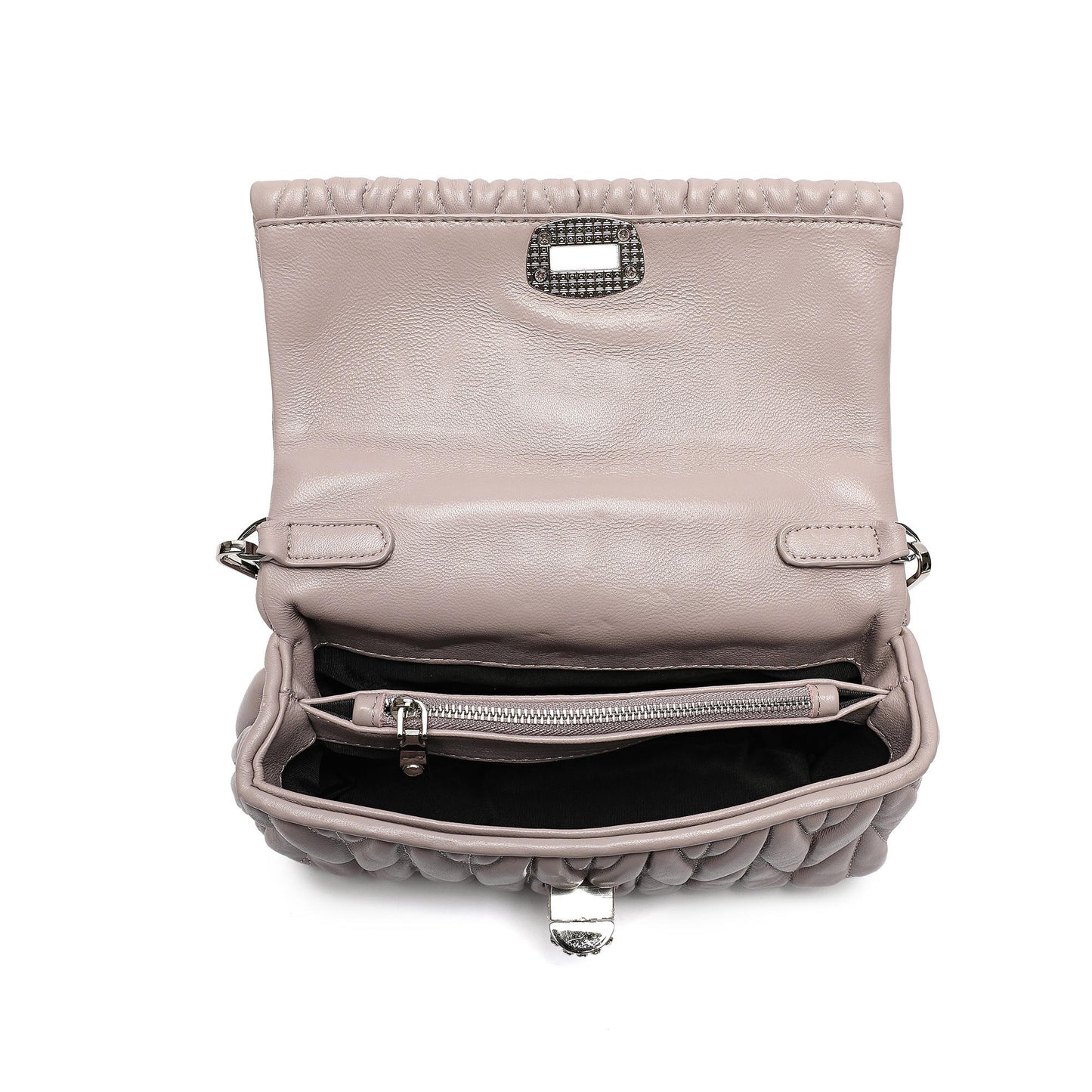 Pleated Sheepskin Shoulder Bag