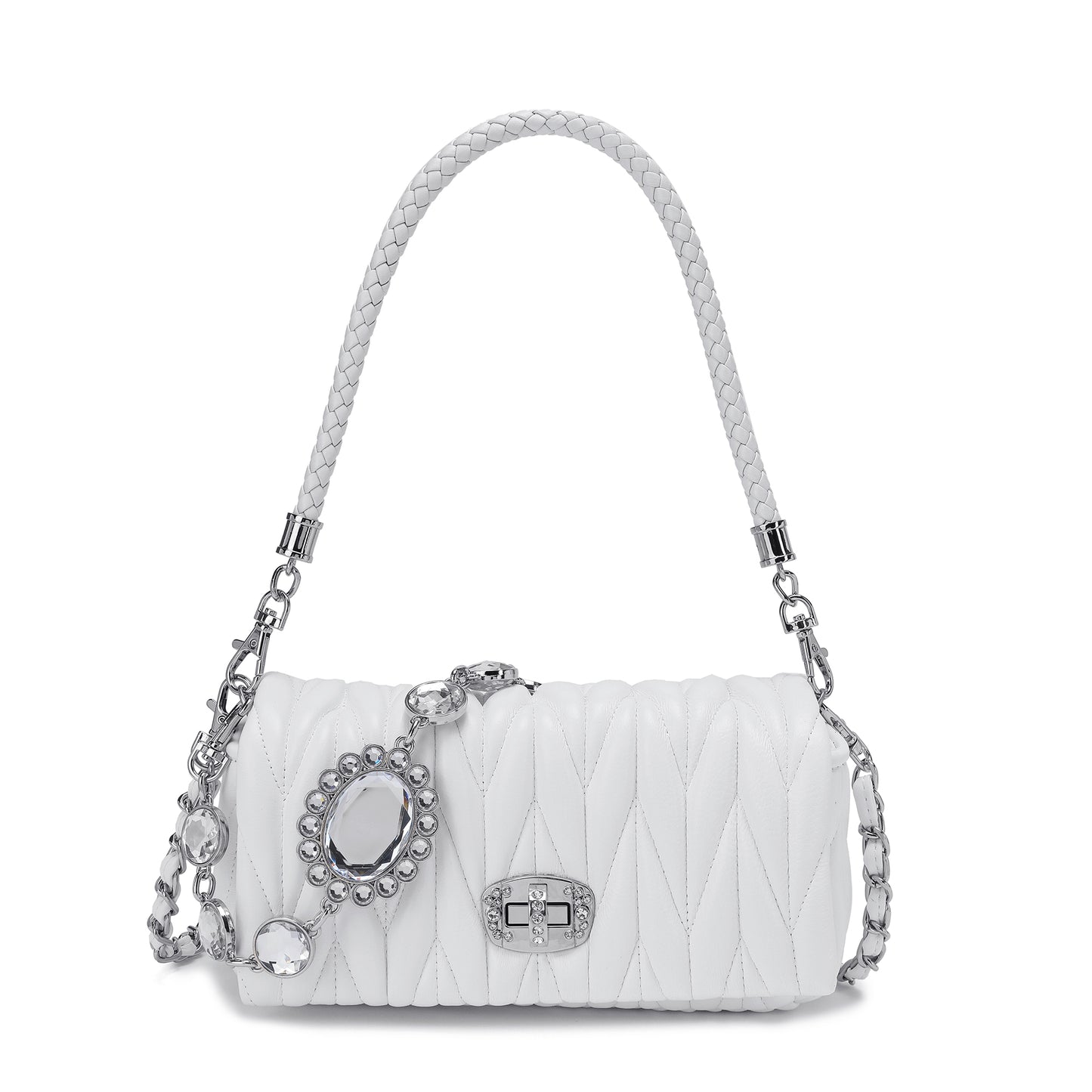 Pleated Sheepskin Shoulder Bag