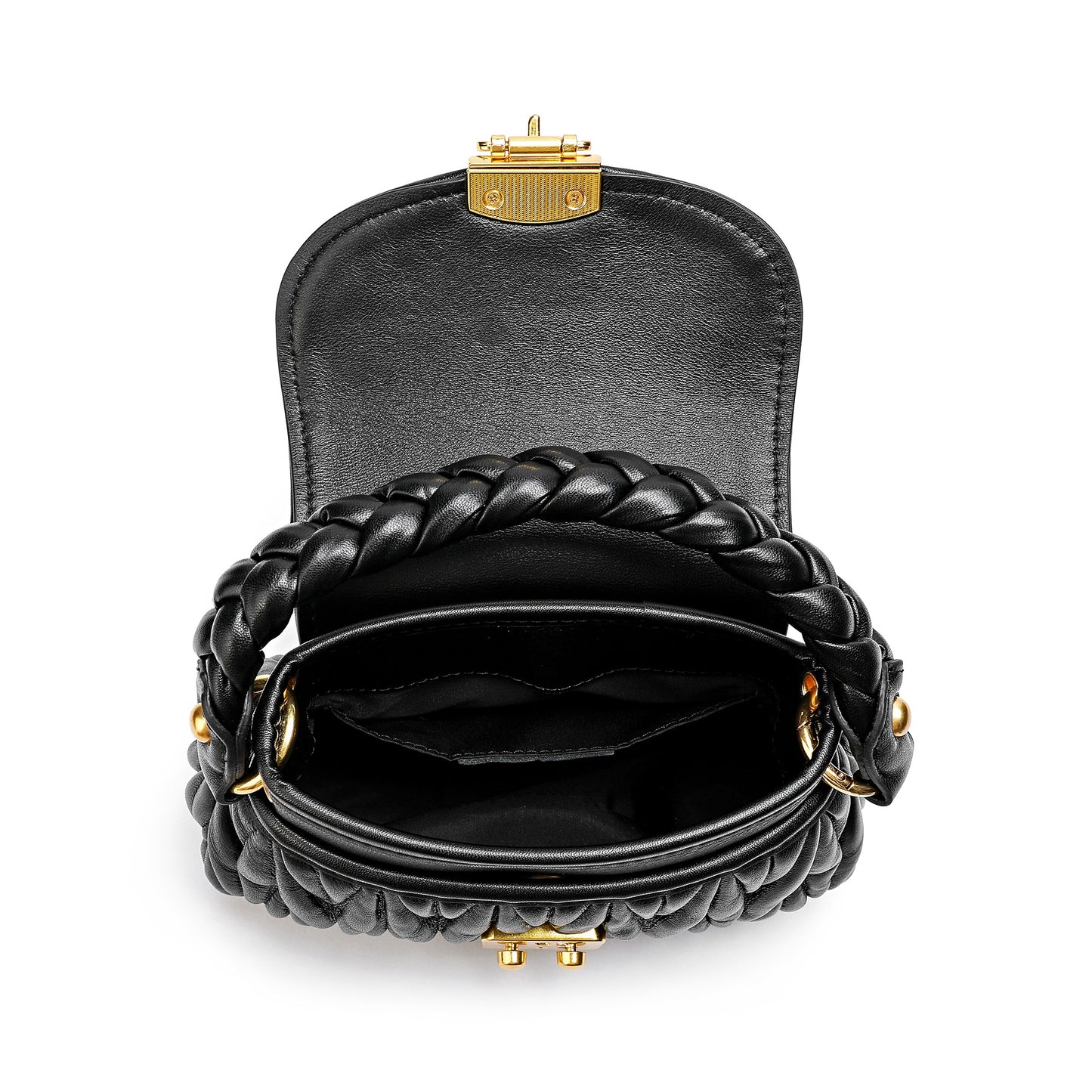 Pleated Sheepskin Leather Shoulder Bag