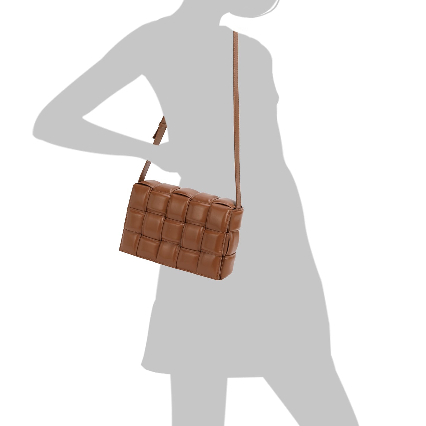 Full-Grain Woven Lambskin Leather Puffy Bag