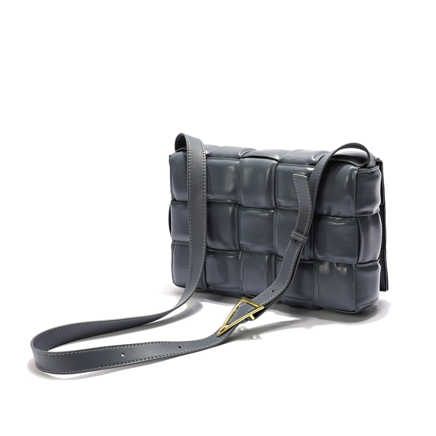 Full-Grain Woven Lambskin Leather Puffy Bag