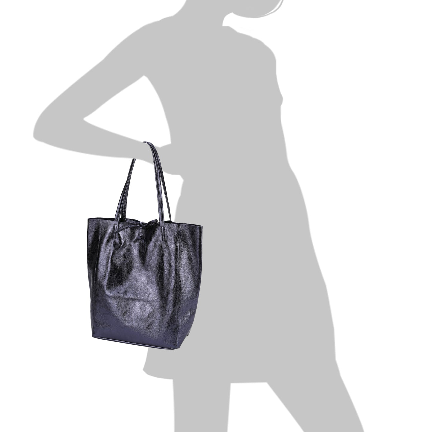 Tiffany & Fred Full-Grain Metallic Leather Tote Bag