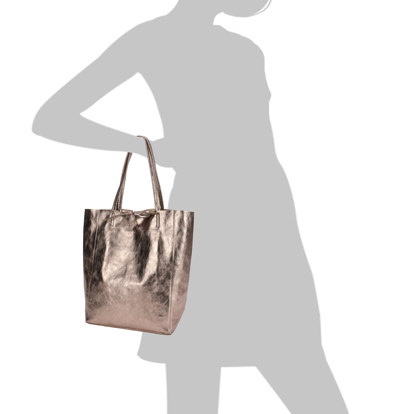 Tiffany & Fred Full-Grain Metallic Leather Tote Bag
