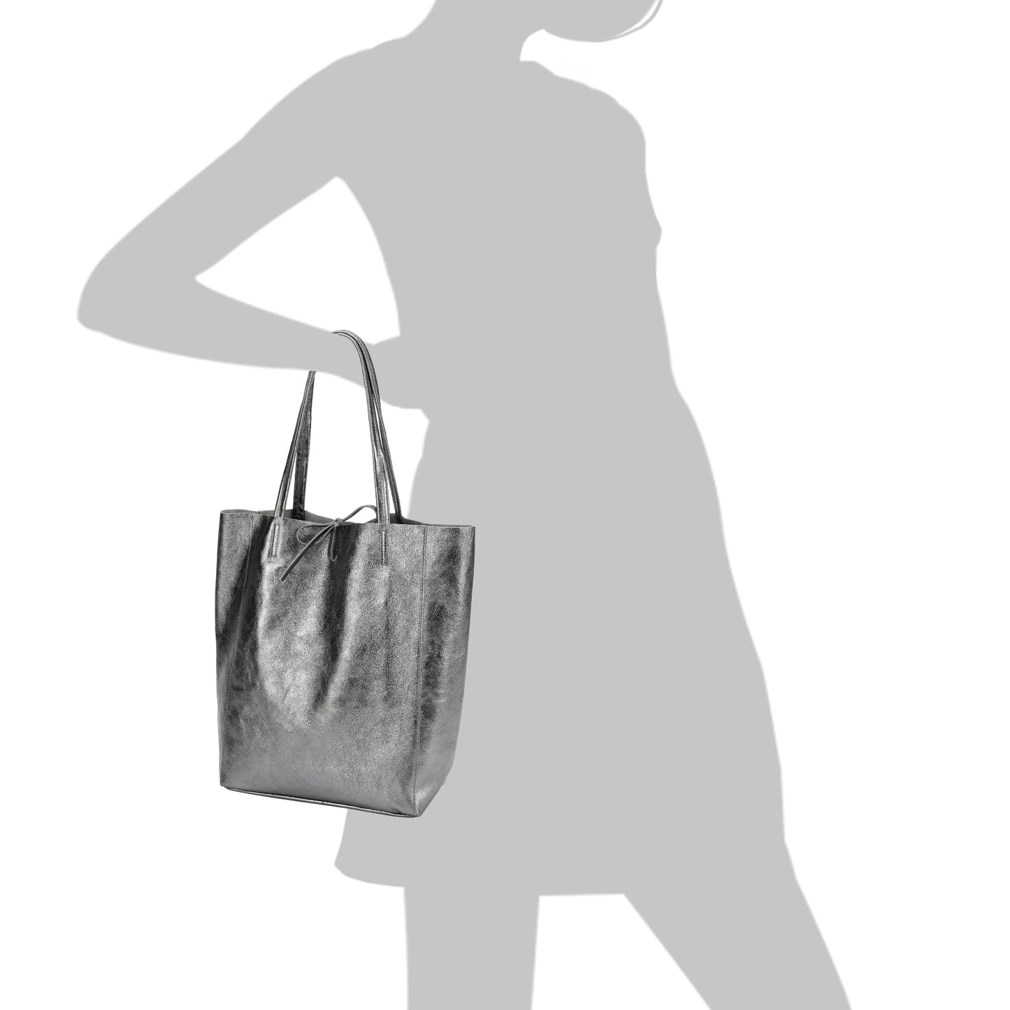 Tiffany & Fred Full-Grain Metallic Leather Tote Bag