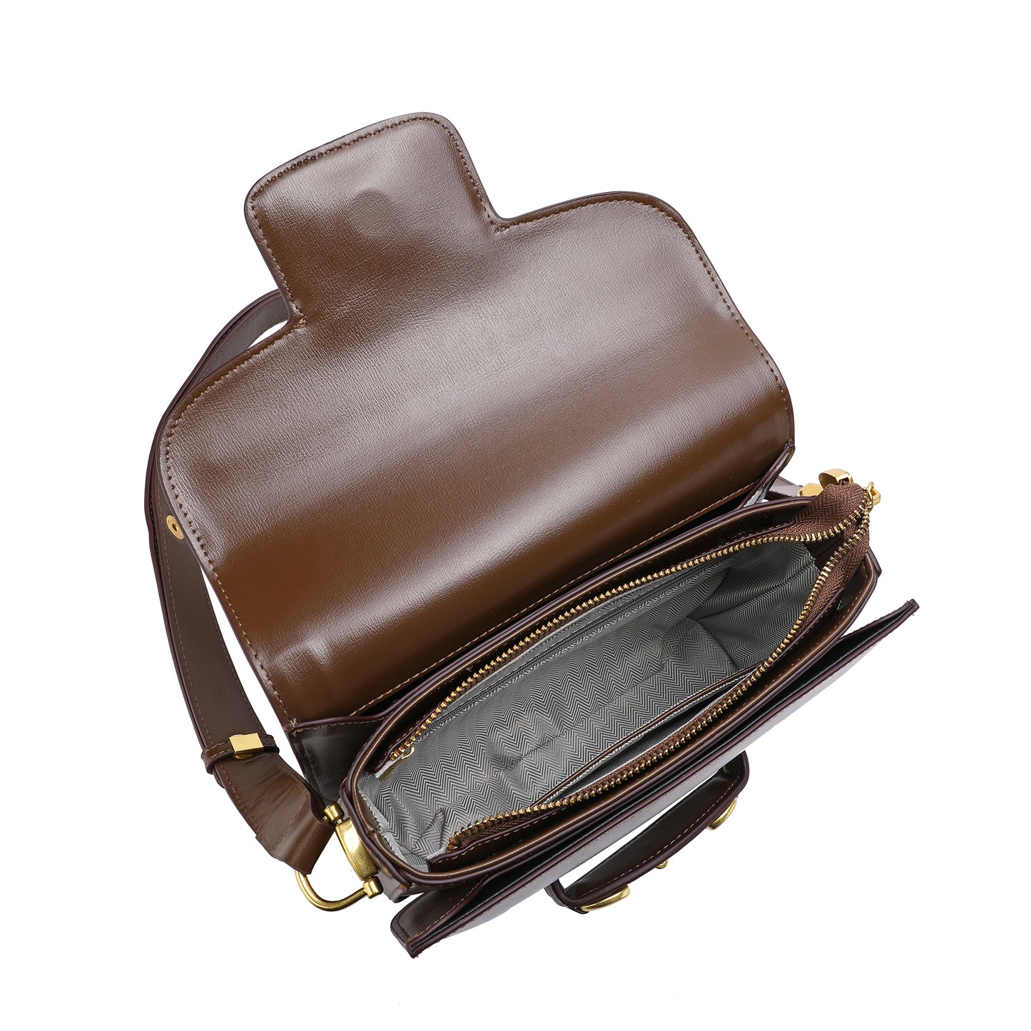 Tiffany & Fred Top-Grain Leather Foldover Messenger/Shoulder Bag
