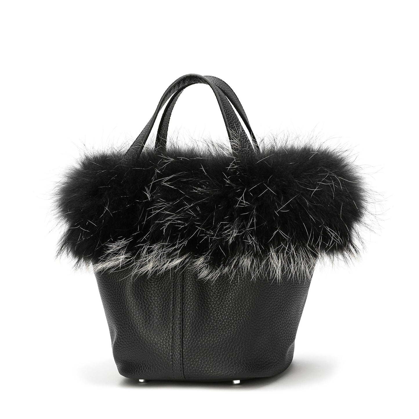 Tiffany & Fred Full-Grain Pebble Leather & Genuine Fox Fur