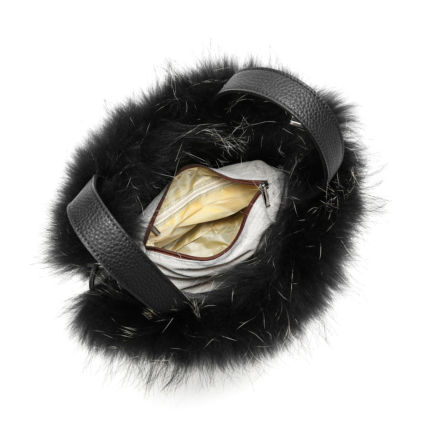 Tiffany & Fred Full-Grain Pebble Leather & Genuine Fox Fur