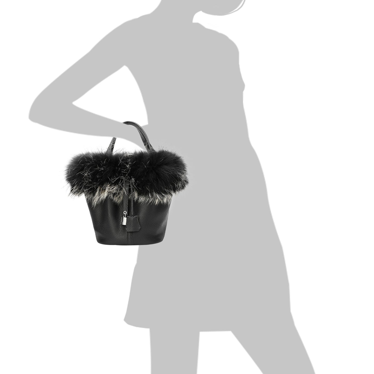 Tiffany & Fred Full-Grain Pebble Leather & Genuine Fox Fur