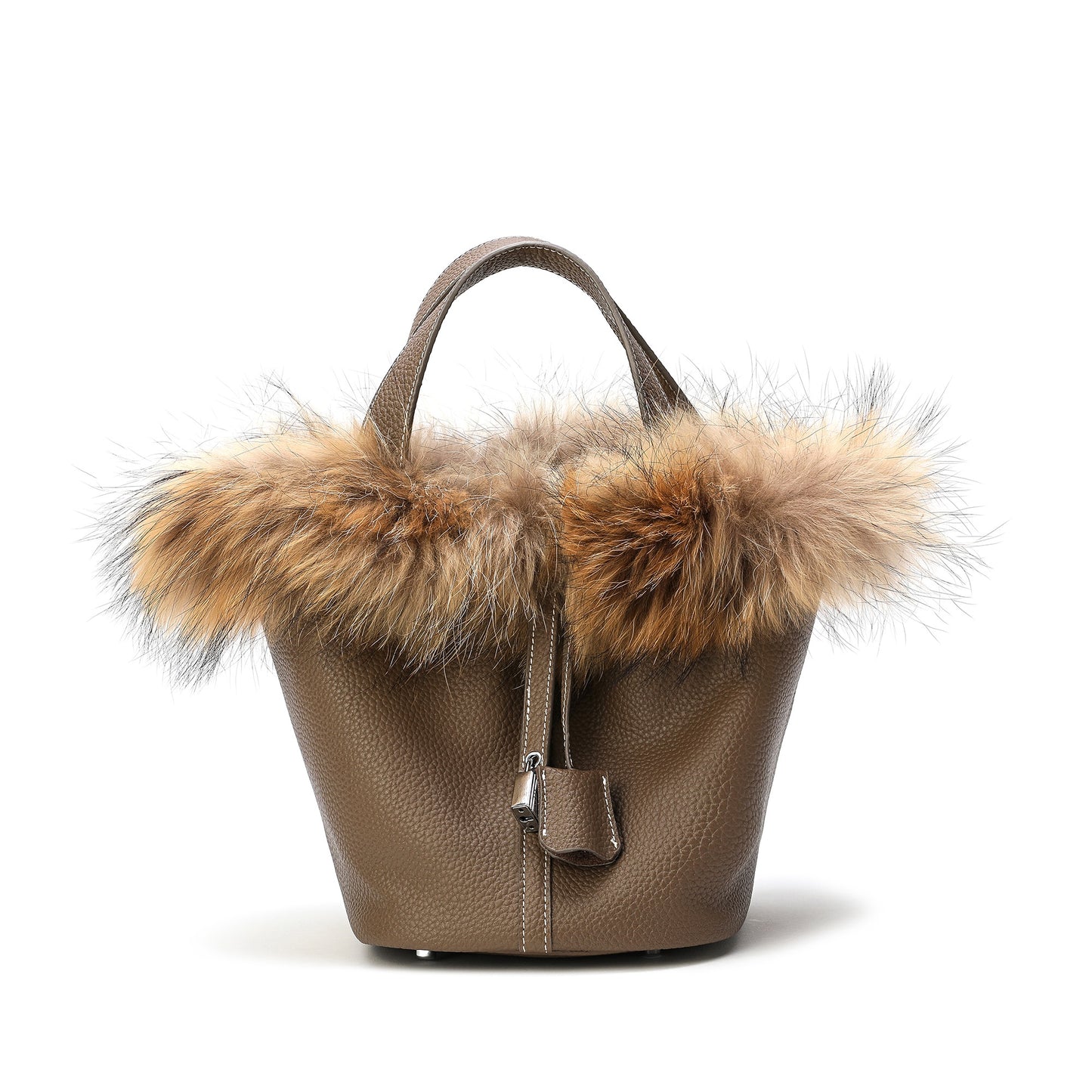 Tiffany & Fred Full-Grain Pebble Leather & Genuine Fox Fur