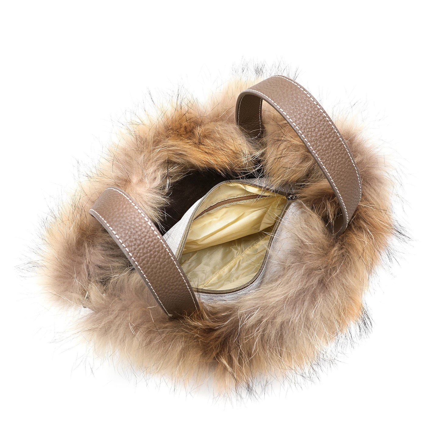 Tiffany & Fred Full-Grain Pebble Leather & Genuine Fox Fur