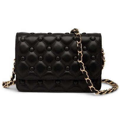 Quilted & Studded Leather Shoulder Bag