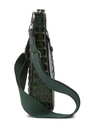 Alligator Embossed Leather Shoulder Bag