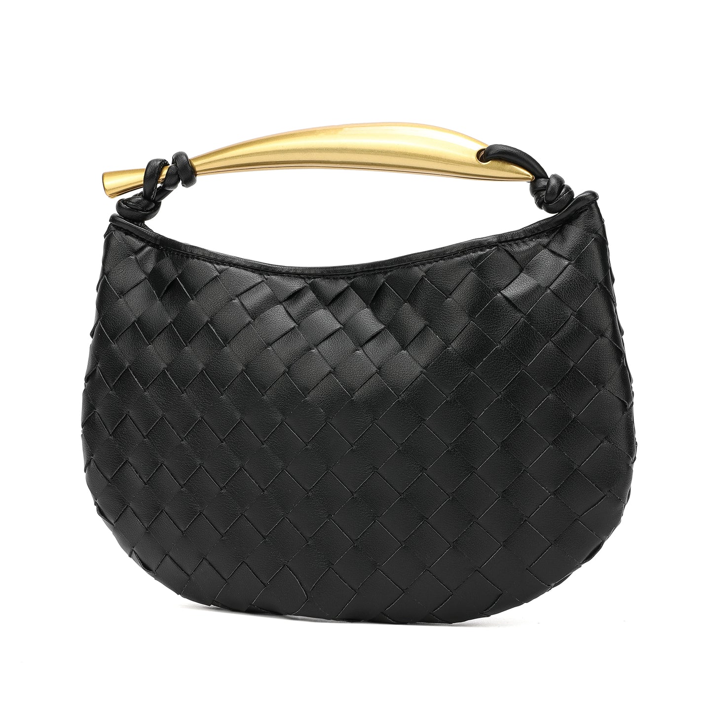 Woven sheepskin Leather golden handle