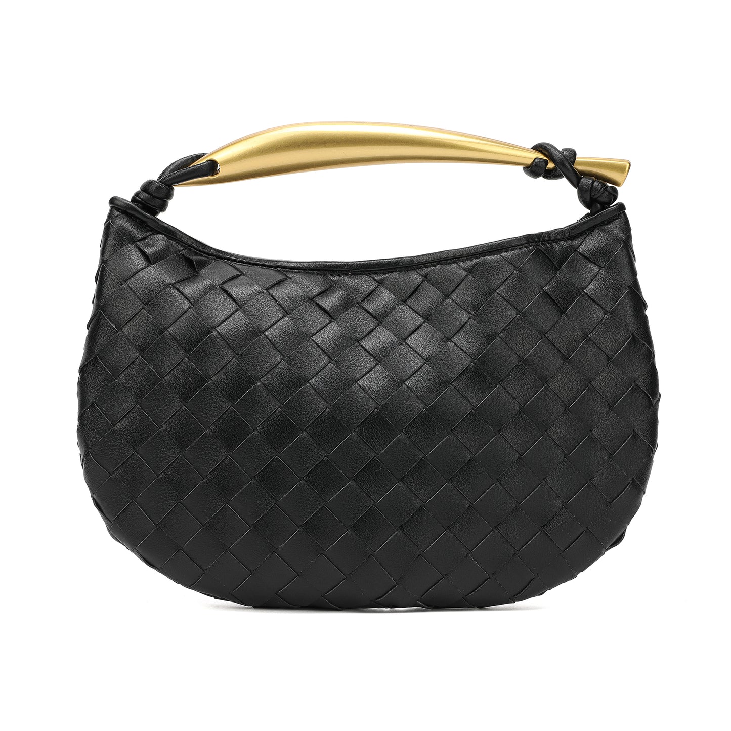 Woven sheepskin Leather golden handle