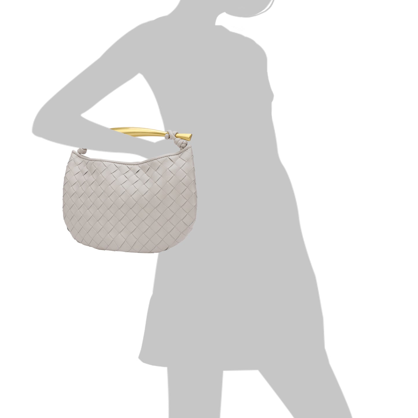 Woven sheepskin Leather golden handle