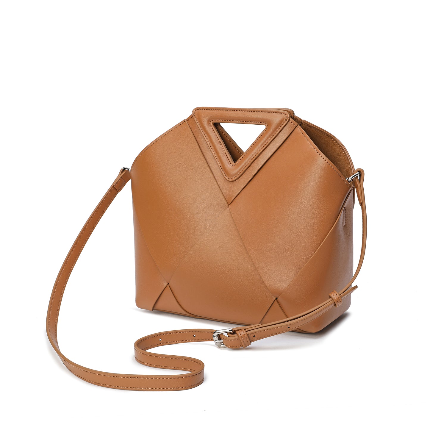 Woven Smooth Leather Satchel/ Shoulder Bag