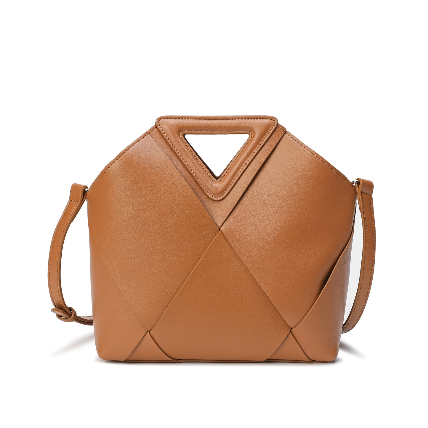 Woven Smooth Leather Satchel/ Shoulder Bag
