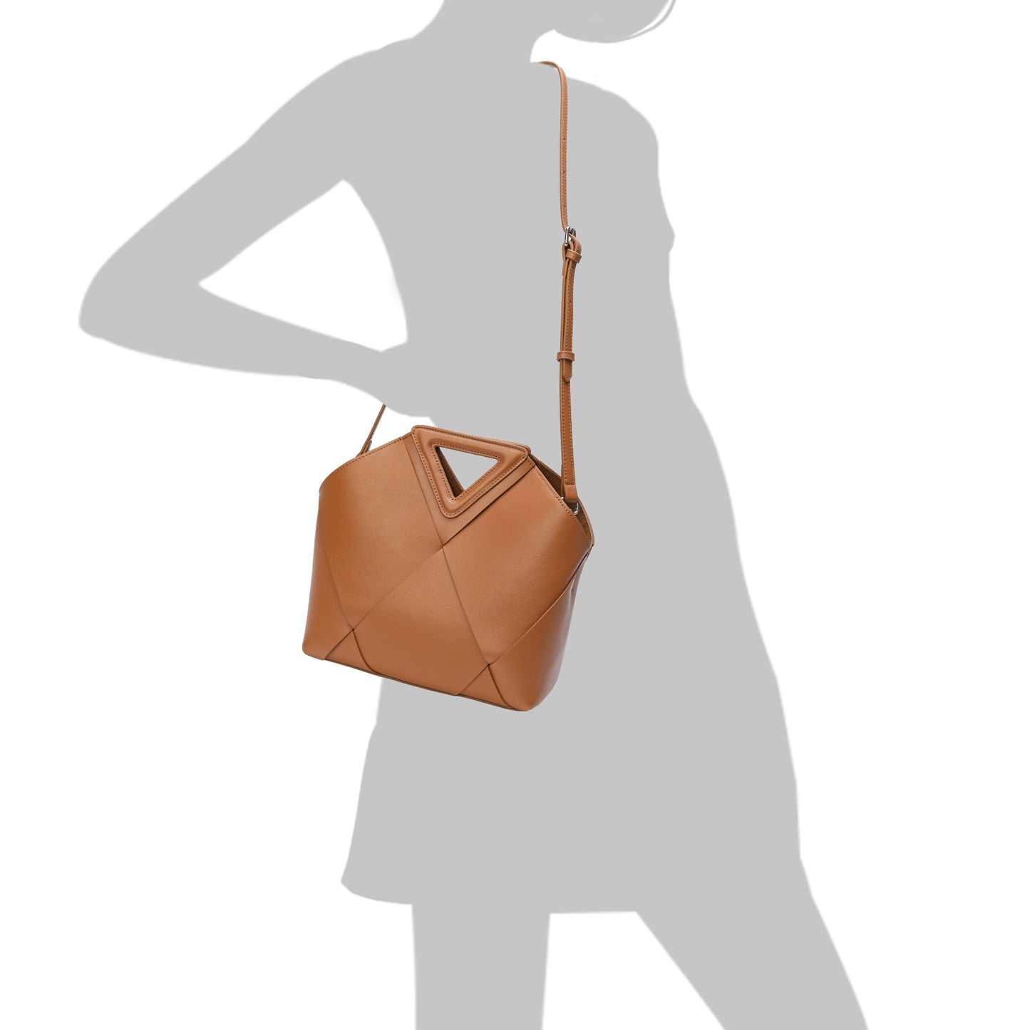Woven Smooth Leather Satchel/ Shoulder Bag
