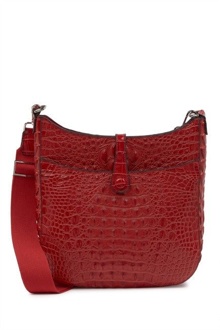 Alligator Embossed Leather Shoulder Bag