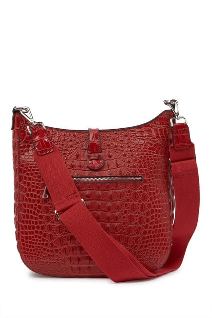 Alligator Embossed Leather Shoulder Bag