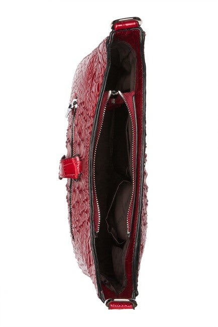 Alligator Embossed Leather Shoulder Bag