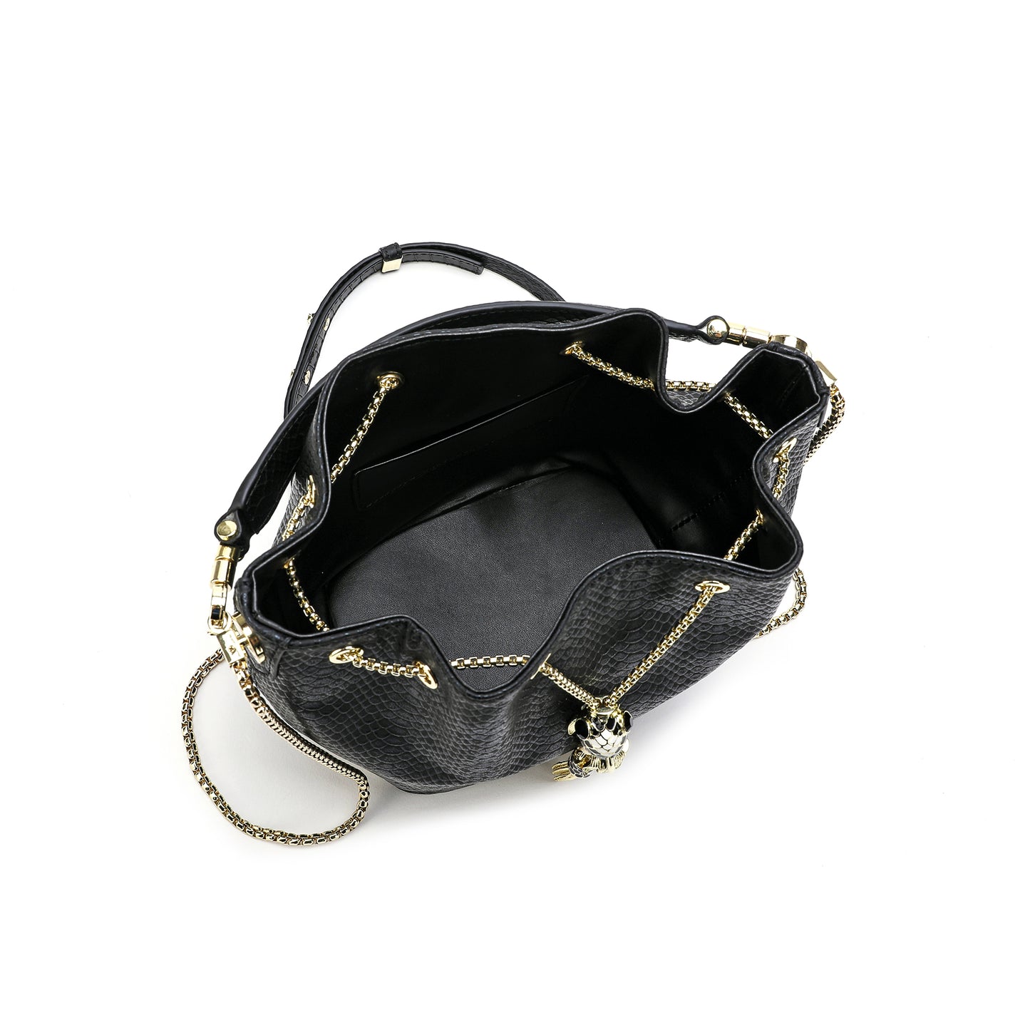 Tiffany & Fred Snake Pattern Leather Drawstring/ Shoulder Bag
