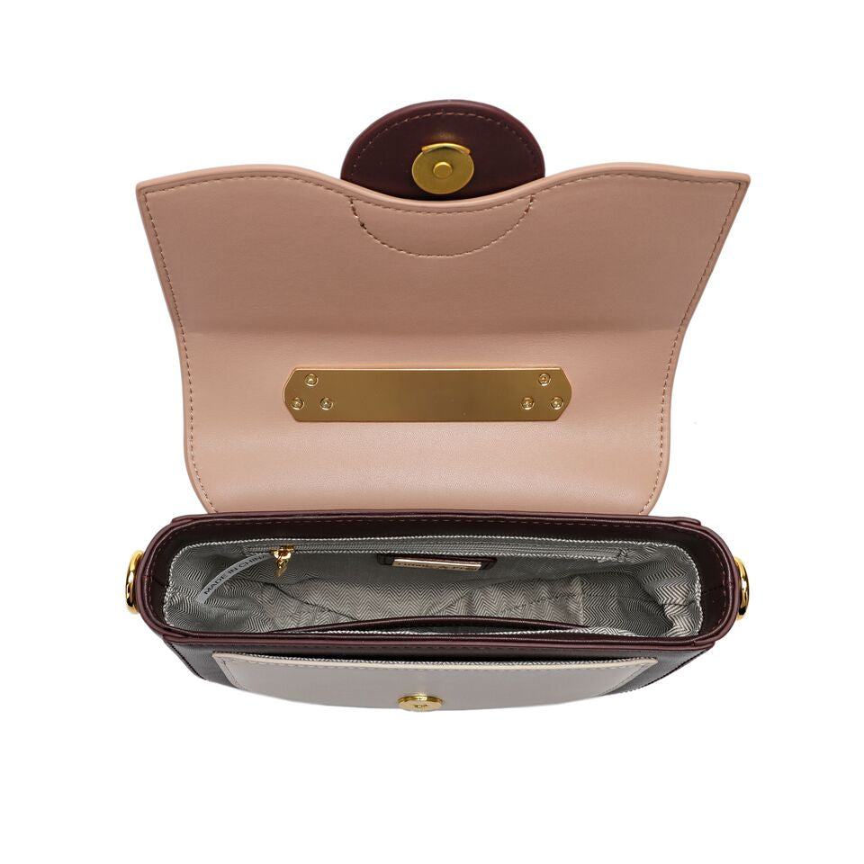 Full-grain Smooth Leather Trio-colored Shoulder/ Shoulder Bag