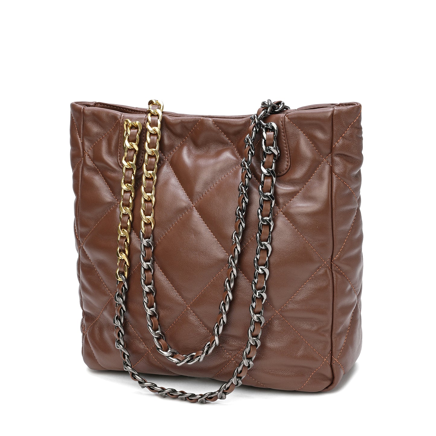 Tiffany & Fred Quilted Sheepskin Leather Tote/ Shoulder Bag