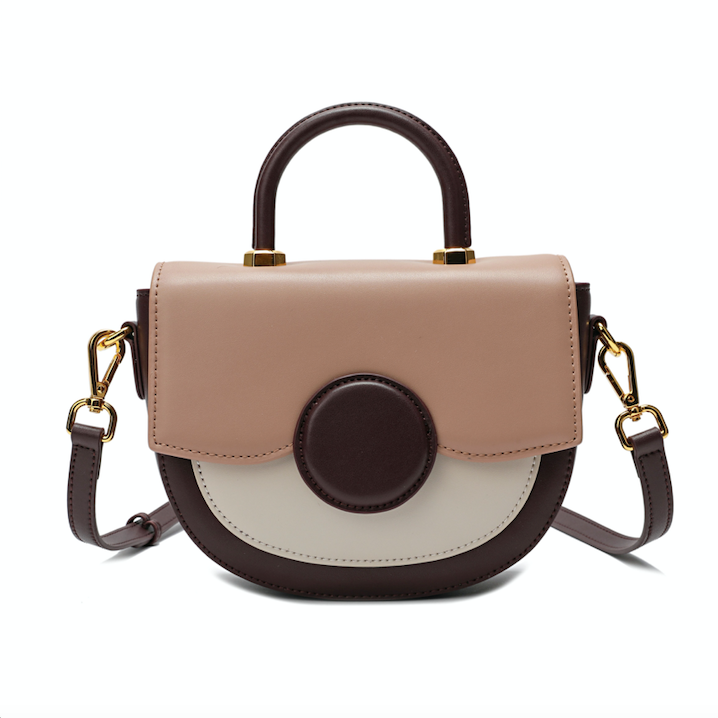 Full-grain Smooth Leather Trio-colored Shoulder/ Shoulder Bag