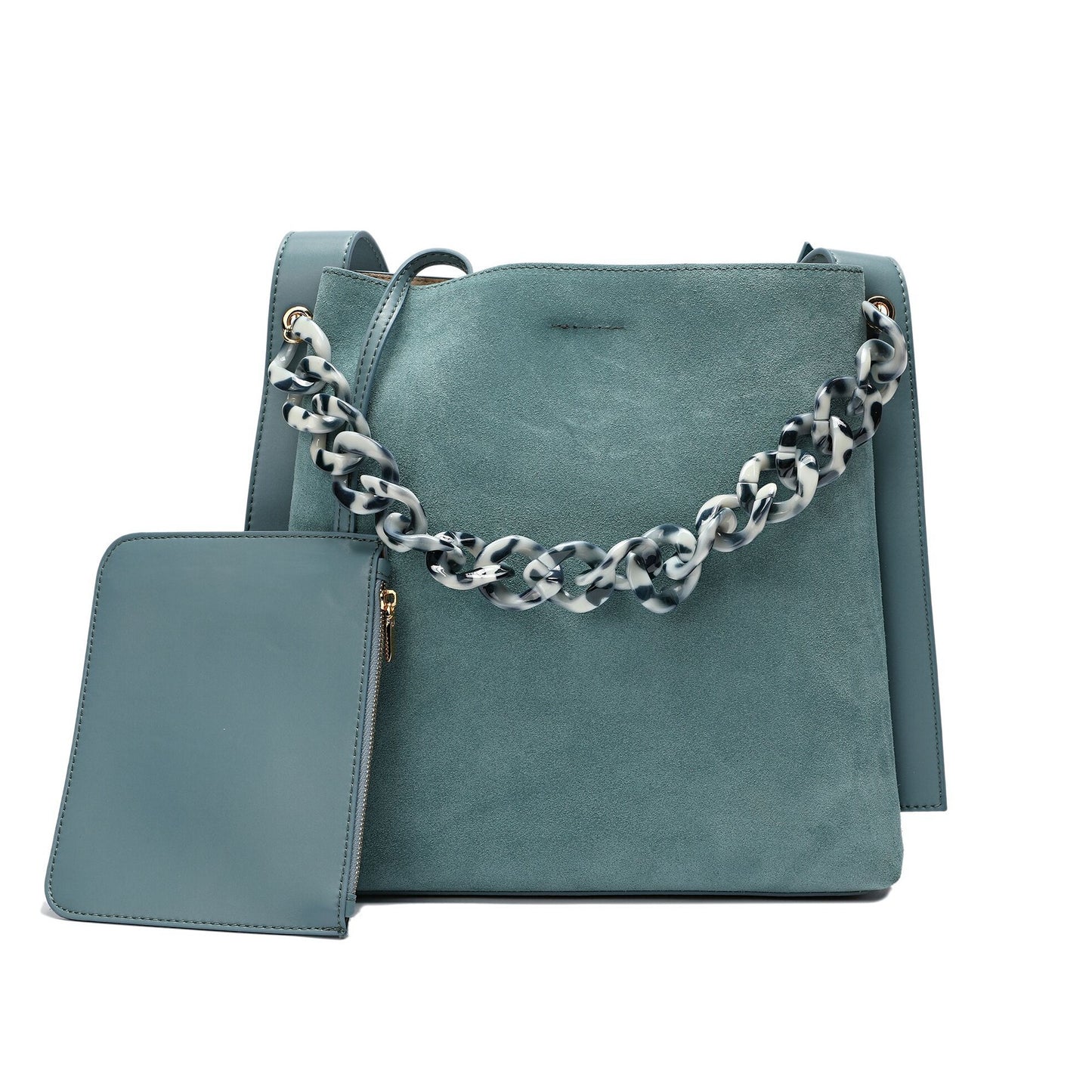 Suede Flat-back Messenger Bag