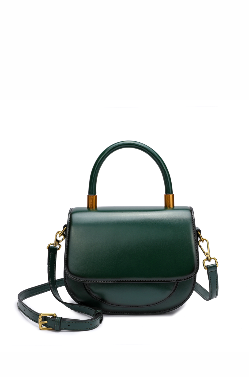 Flap-over Gradient Leather Shoulder Bag