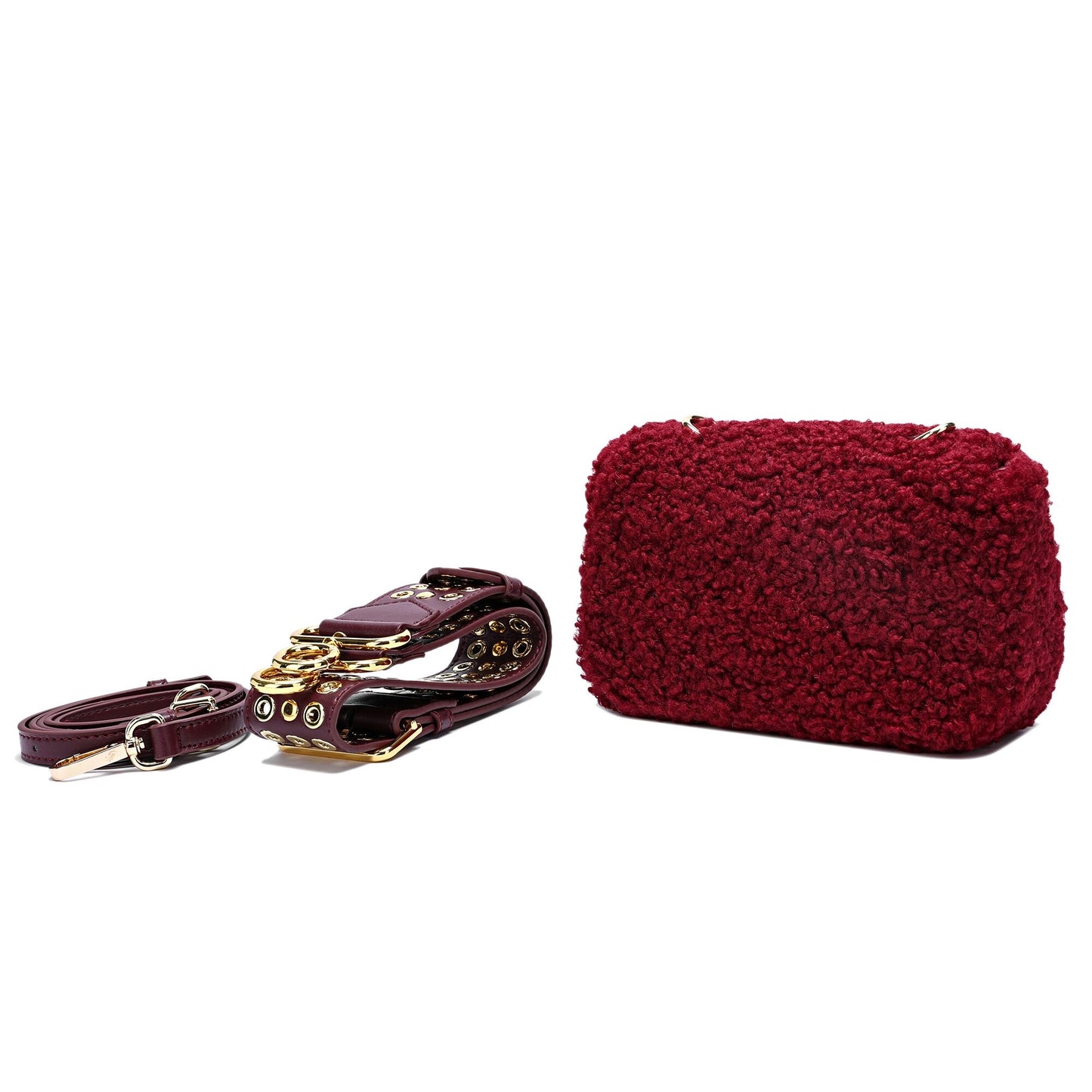 Wool-shearling Flap Shoulder Bag